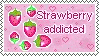 Strawberry graphics on a pink background that says Strawberry addicted.