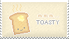 A stamp of a cute piece of toast with butter.